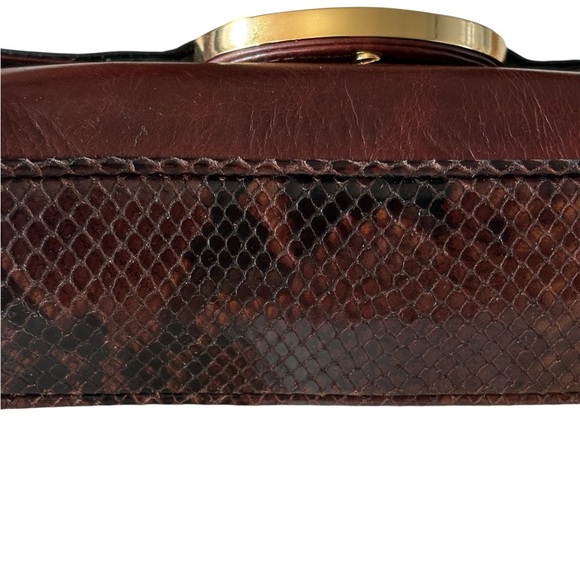 Vintage Tory Burch Leather Clutch python trim with Gold Accents - Picture 4 of 13